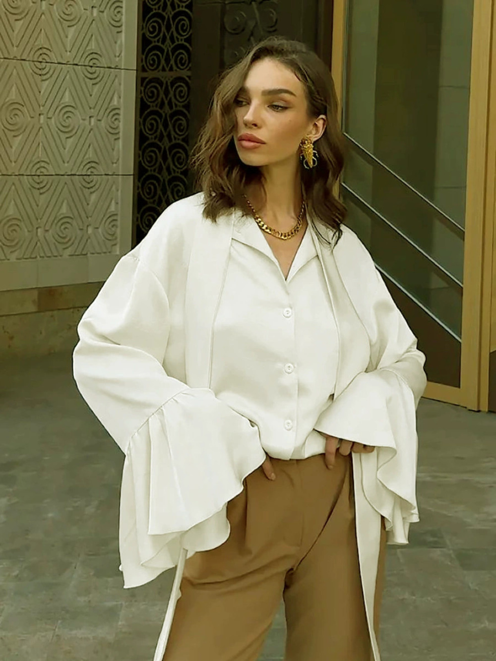 Zara Vintage Design Wrap Blouse Long Sleeve Spring Autumn